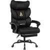 Andyou Sedia Gaming Ergonomica con Poggiapiedi - Ufficio Scrivania, Schienale Regolabile 90-155° senza scatti, Braccioli Collegati, Seduta Morbida a Molle, fino a 150 kg,Nero