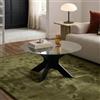 [en.casa] Tavolino da Salotto con Piano Rotondo in Vetro Fumé Temperato Tavolo Basso Centrale da Caffè Ø70 x 35 cm per Soggiorno Living Studio - Grigio/Effetto Legno Nero