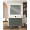 Generico Mobile bagno sospeso 100 cm frontali plissé e lavabo in ceramica (Verde Opaco)