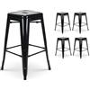 Kosmi - Lot de 4 Tabourets noir brillant style industriel hauteur 66cm