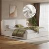 Kebnor Letto imbottito, matrimoniale, 180 x 200 cm, letto funzionale idraulico, letto con rete a doghe, testiera imbottita (beige, bouclé)
