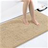 Homaxy Tappetino da bagno antiderapant,tappeto da bagno in morbida ciniglia, tappetino da bagno assorbente, lavabile in lavatrice, 60 x 120 cm, beige