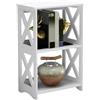 Smarbettiy Tavolino bianco a 3 livelli con ripiano portaoggetti, tavolino stretto per camera da letto e soggiorno, comodino compatto in PVC, organizer per libreria, facile da montare, mobili per case