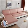 LINGKY Coprisedile per Divano con Penisola 3/4/2/1 Posti Elastico Federa per Cuscino per Divano del Sedile Universale in Ecopelle Copridivano Protezione del Cuscino Sedile (Rosa,3 Posti)