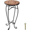 tectake® Tavolo da Esterno 30x30x61,5 cm, Tavolino da Esterno in Mosaico di Pietra, Gambe Tavolo Arcuate, Tavolo Rotondo ideale per Giardino, Terrazzo e Balcone, Arredo Giardino e Casa - Terracotta