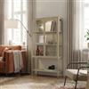 [en.casa] Vetrina a 2 Ante in Vetro Temperato Credenza Alta Mobile Buffet in Acciaio con 3 Scomparti e Ripiano Aperto Libreria per Soggiorno Sala Studio 160 x 80 x 35 cm - Color Cammello