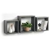 Modul'Home 6RAN789BC - Set da 3 Mensole a cubo, in MDF, 11,8 x 30 x 30 cm, pannello MDF, Grigio/Antracite, 3 taglie 23 cm/26,5 cm/30 cm
