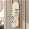 Lvifur Specchio da parete per tutto il corpo, grande, 120 x 37 cm, in legno, decorativo, da appendere, semicircolare, per bagno, camera da letto, spogliatoio (arco bianco arancione)