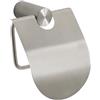 Gedy Ande Portarotolo Carta Igienica Coperto, Materiale in Acciaio Inox AISI 304 Finitura Spazzolato, Fissaggio a Muro con Viti Incluse nella Confezione, Porta Carta igienica con Coperchio