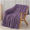 Tuddrom Coperta decorativa extra morbida in finta pelliccia, 127 x 152,4 cm, tinta unita, reversibile, a pelo lungo, soffice coperta in pile di microfibra, per divano, camera da letto, viola patriano