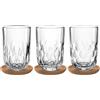LEONARDO HOME GOCCE Latte Macchiato - Set da 6 pezzi - 390 ml - 3 sottobicchieri in sughero - 3 bicchieri da latte macchiato - caffè freddo - lavabile in lavastoviglie - struttura a goccia