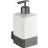 WENKO Dispenser di sapone Montella, ricaricabile, capacità: 360 ml, 7x17x10.2 cm, Bianco/Antracite