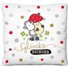 Sheepworld Cuscino di peluche con motivo portafortuna, 25 cm x 25 cm, 100% poliestere, idea regalo, Capodanno, Natale, articolo decorativo | 70101