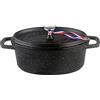 KAMBERG Cocotte, Diametro 26 cm Ovale Nera, Fusione di Alluminio, Rivestimento Effetto Pietra, Compatibile con Tutti i Piani Cottura, Incluso Quello a Induzione, Senza PFOA