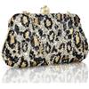 Farcauo Borsa da sera piccola con stampa leopardata Borsa a mano con stampa animalier Borsa da sera formale Borsa da sposa dorata da donna