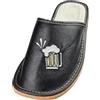 APREGGIO - Ciabatte Estive da Uomo in Pelle Liscia - Pantofole Casa Uomo - con Le Dita Coperte - Slip-On - Suola Piatta - Leggere - Stampa divertent - Nero - Taglia 45 EU