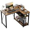 JUMMICO Scrivania Angolare a L 100x80 cm per Computer con Ripiani e Divisori - Compatta per Studio, Lavoro e Gaming, Ideale per Camera da Letto e Ufficio Design Moderno e Salvaspazio, Marrone Rustico