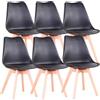 Uderkiny Set di 6 Sedie da Sala da Pranzo, Sedie Scandinave, Gambe in Legno Massello, Design Nordico ergonomico, Ideale per Sala da Pranzo, Soggiorno, Cucina, Camera da Letto (Nero, 6)