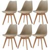 Uderkiny Set di 6 sedie da pranzo, sedie scandinave, gambe in legno massello, design ergonomico nordico, ideale per sala da pranzo, soggiorno, cucina, camera da letto (Cachi, 6)