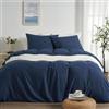 Duvetnova Copripiumino Singolo 155x220 Blu Navy, Microfibra Prelavata Super Morbida Effetto Cotone, Certificazione OEKO-TEX, 1 Copripiumino 155x220 + 2 Federe 80x80 cm