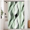 Uiiooazy Tenda Doccia Antimuffa, Tenda da Doccia 120x200cm Verde Salvia Righe Sfumata Banda Gradiente Tende da Bagno Tessuto Lavabile Impermeabile Poliestere Tende per Vasca da Bagno con 8 Anelli