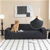 Hearda Copridivano 3 Posti Con Braccioli, Copri Divano Elasticizzato Copridivani Antiscivolo Antimacchia Universale | Sofa Cover Jacquard Antigraffio Gatto e Cani, Nero