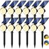 nipify 12 Pezzi Faretti Solari a Led da Esterno, 3 Modalità Luci Solari da Giardino Potenti, Impermeabile Lampade Solare per Patio, Garage, Cortile, Parete, Prato (Bianco Caldo)