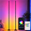 Aourow Lampada da terra RGB per soggiorno, 120 cm, set di 2 lampade angolari dimmerabili con Smart App e telecomando, lampada a LED fai da te con 16 milioni di colori, sincronizzazione musicale, modalità fai