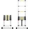 Tubiaz 3.2M Scala telescopica in alluminio con 2 ganci rimovibili, scala di estensione con interruttore di sicurezza a più gradini, scala multiuso, carico massimo 150 kg