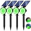nipify 4 Pezzi Faretti Solari a Led da Esterno, 3 Modalità Luci Solari da Giardino Potenti, Impermeabile Lampade Solare per Patio, Garage, Cortile, Parete, Prato(Verde)