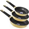 Cecotec Set Padella Polka Platino 20-24-28 Set Secchi Thunder (Collezione Experience | Giallo, 18-22 - 26 cm)