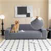 Hearda Copridivano 3 Posti Con Braccioli, Copri Divano Elasticizzato Copridivani Antiscivolo Antimacchia Universale | Sofa Cover Jacquard Antigraffio Gatto e Cani, Grigio Scuro