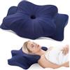 DONAMA Cuscino Cervicale per Dormire, Cuscino Ergonomico Cervicale per Dormitori Laterali, Supini e Proni, Cuscino per Cervicale con Federa Sfoderabile e Lavabile (Blu Scuro, 63x38x14 cm)
