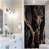 Uiiooazy Tenda Doccia Antimuffa, Uiiooazy Tenda Doccia Piccola 90x180cm Nero e Oro Effetto Marmo Astratta Grigio Giallo Tende da Bagno Tessuto Lavabile Impermeabile Poliestere Tende Vasca da Bagno con 6 Anelli