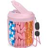 Hionxmga organizer per pillole con 7 grandi scomparti, contenitore per pillole da viaggio, organizer per integratori, contenitore per pillole senza BPA con 20 etichette, Rosa