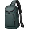 hk Borsello Uomo Impermeabile Leggero - Zaino Monospalla Nero per iPad 11,3 Pollici, Borsa a Tracolla da Uomo per Escursioni, Viaggi, Campeggio e Ciclismo (Verde)