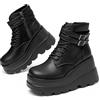 Gothniero Donne Combattimento Stivali Moto Nero Piattaforma Chunky Caviglia Moto Festival Rave Goth Stivali per le Donne Punk emo Scarpe con Catene Metalliche Lato Cerniera Punta Rotonda 36-43, 22