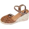 Generic Espadrillas da donna con zeppa in pizzo all'uncinetto, cinturino alla caviglia, punta aperta, tacco alto, scarpe estive da passeggio, eleganti scarpe da festa da donna, Marrone, 35.5 EU