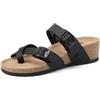 QUEEN HELENA Infradito con Zeppa Ciabatte con Doppia Fibbia Casual Donna X32-206 (Nero, Sistema Taglie Calzature EU, Adulto, Donna, Numero, Media, 40)