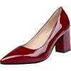 EXECAB Décolleté da Donna in Pelle Verniciata con Tacco Quadrato da 7,5 cm Scarpe Classiche Décolleté con Punta a Punta Party Plus Size,Wine Red,40 EU