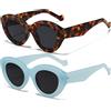 AIEYEZO Occhiali da sole oversize a occhi di gatto per le donne carini ovali con montatura spessa Cateye occhiali da sole chic stile retrò, Set da 2 (tartaruga + blu), Medium
