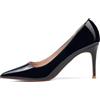 Zhabtuc Décolleté Stiletto in Pelle Verniciata, Punta Chiusa, Tacco 8 cm per Sposa & Ballo, Nero, 40 EU
