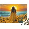 KQJZXNHPGR Donna Tramonto Girasoli Puzzle 1000 Pezzi Carta Adulti Relax Famiglia Decorazione Regalo 52x38cm/1000pcs