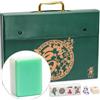 Yellow Mountain Imports Set Mahjong cinese Emerald Weave, con 146 grandi piastrelle da 40 mm, custodia in vinile verde, indicatore del vento e dadi - solo per gameplay in stile cinese