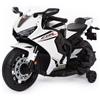 BabyCar Moto Elettrica Bambini Honda CBR 12V | Moto Elettrica Bambini 3-5 Anni con Luci, Suoni e Rotelle Stabilizzatrici | Batteria 12V 3,5Ah, Motore 30W e Acceleratore a Pedale | Bianco