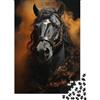 NIIBWSNWZZTWL Cavallo Nero Puzzle 1000 Pezzi Carta per Adulti Scena Artistica Fumosa Relax Concentrazione Famiglia Decorazione Regalo 38x26cm/1000pcs