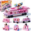 CHMMY Set di Mattoncini 6 in 1 Camion dei Dolci, Mondo dei Dolci, Auto Dolciaria, Set di Costruzione con Negozio di Tè, Gelateria, Pasticceria e Palco, Regalo per Bambini e Bambine dai 6+ Anni (1000 Pezzi)