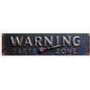 Papient Cartello in metallo vintage con scritta in lingua inglese Warning Darts Zone, per casa, bar, giardino, interni ed esterni, decorazione da parete, poster retrò in metallo, 10 x 40 cm
