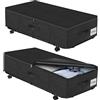 Kukikan Contenitori portaoggetti da 50 l XL, robusti, con ruote, confezione da 2 contenitori arrotolabili sotto il letto, cassetti con supporto inferiore in metallo, contenitori per camera da letto con