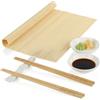 com-four® set sushi da portata 7 pezzi - con stuoia in bambù, bacchette, ciotole e supporti in ceramica - stoviglie asiatiche per salsa di soia, wasabi e salse
